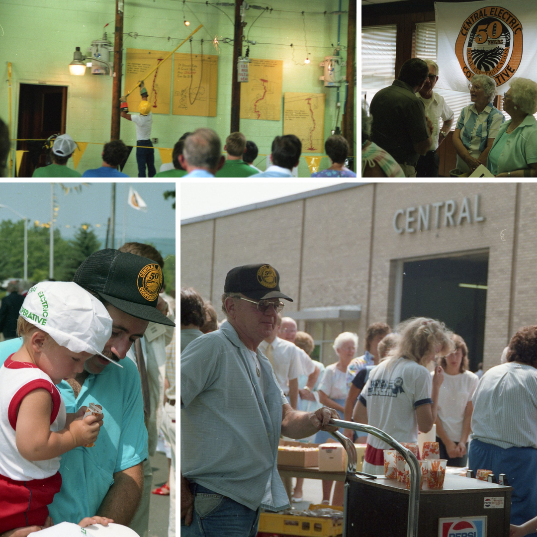Central Electric Cooperative's historical event collage at its headquarters in Parker, PA